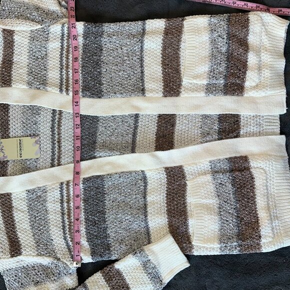 Colorblock Gray Cozy Open Front Cardigan with Front Pockets Small/Medium - Picture 8 of 14